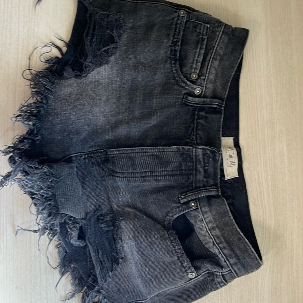 Free People Denim Black Shorts